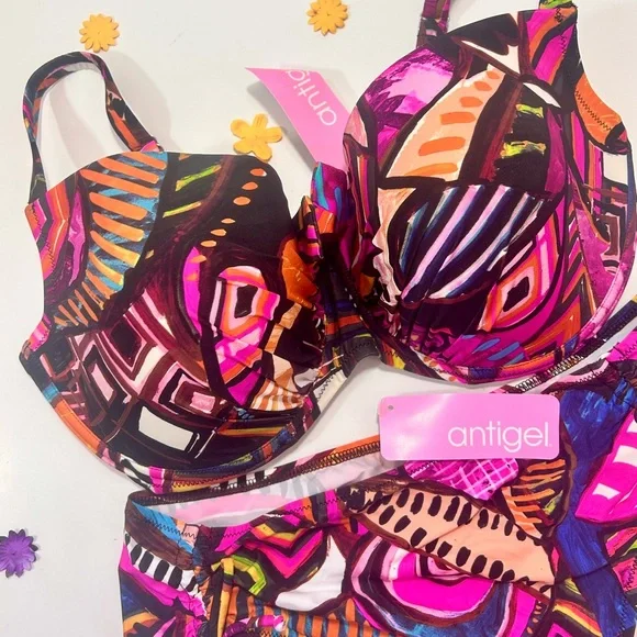 Antigel Women’s Multicolor Abstract Print Bikini Set, 34G/Large NWT - Picture 3 of 6